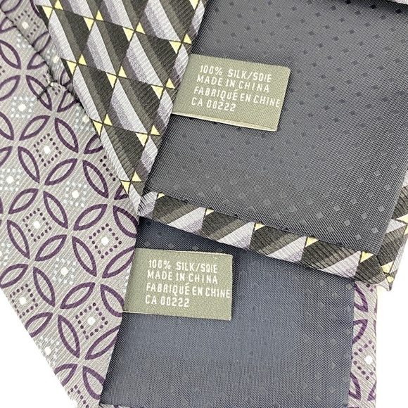 Protocol Silk Ties Lot of 2 Grey / Gray prints 58 in length - Picture 4 of 7
